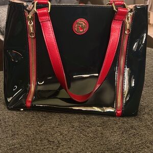 Spartina 449 Black and Red Patent Tote